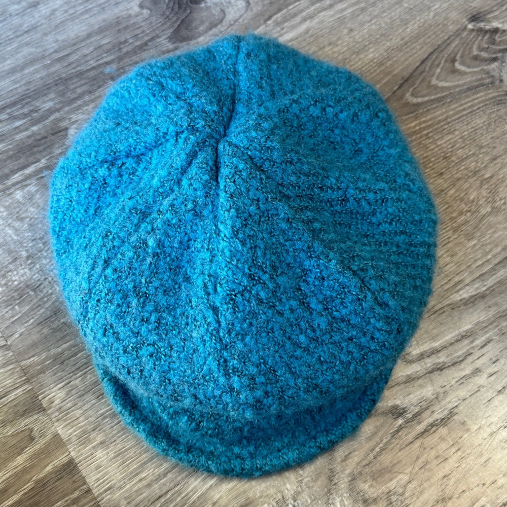 Teal Blue Wool Blend Newsboy Cap Quilted Lining Cabbie Hat RN115485 OS